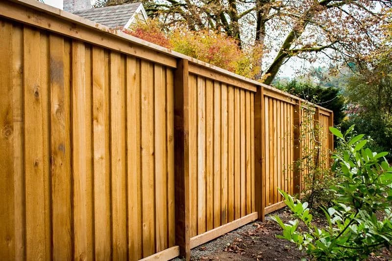 Beautiful cedar fence in a garden
